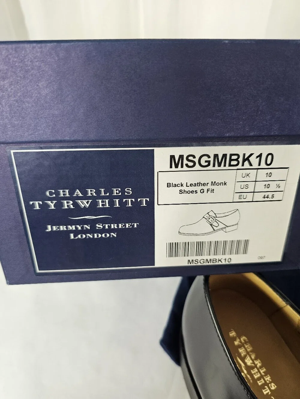 Charles Tyrwhitt Black Leather Single Monk Strap Dress Shoes Size US 10.5/UK 10